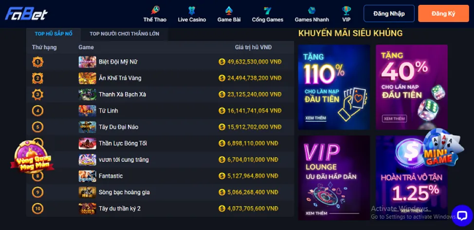 Trò chơi nổ hũ lũy tiến 66clup casino